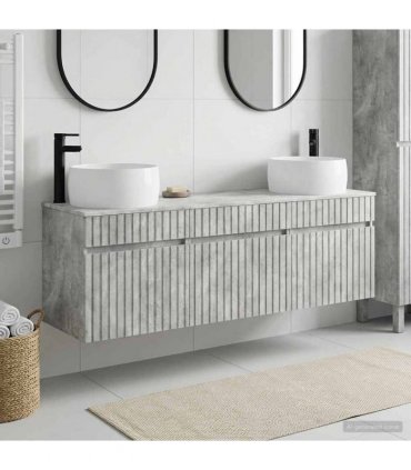 vidaXL Bathroom Cabinet Set 3 pcs Concrete Grey 157 x 44.5 x 80 cm