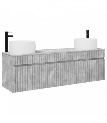 vidaXL Bathroom Cabinet Set 3 pcs Concrete Grey 157 x 44.5 x 80 cm