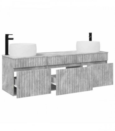 vidaXL Bathroom Cabinet Set 3 pcs Concrete Grey 157 x 44.5 x 80 cm