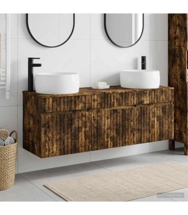 vidaXL Bathroom Cabinet Set 3 pcs Smoked Oak 157 x 44.5 x 80 cm