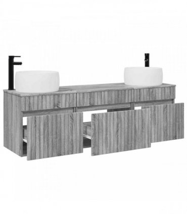 vidaXL Bathroom Cabinet Set 3 pcs Grey Sonoma 157 x 44.5 x 80 cm