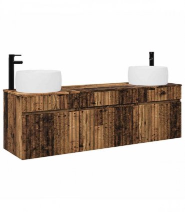 vidaXL Bathroom Cabinet Set 3 pcs Old Wood 157 x 44.5 x 80 cm