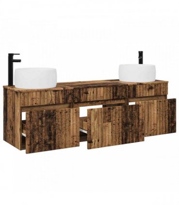 vidaXL Bathroom Cabinet Set 3 pcs Old Wood 157 x 44.5 x 80 cm