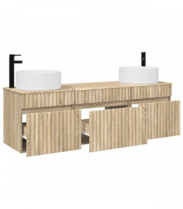 vidaXL Bathroom Cabinet Set 3 pcs Sonoma Oak 157 x 44.5 x 80 cm