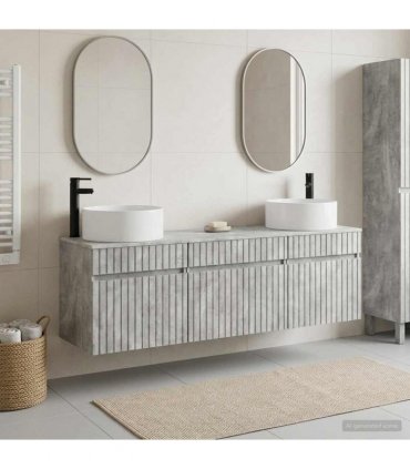 vidaXL Bathroom Cabinet Set 3 pcs Concrete Grey 157 x 44.5 x 80 cm