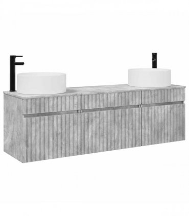 vidaXL Bathroom Cabinet Set 3 pcs Concrete Grey 157 x 44.5 x 80 cm