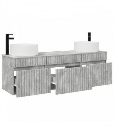 vidaXL Bathroom Cabinet Set 3 pcs Concrete Grey 157 x 44.5 x 80 cm