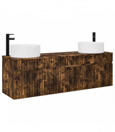 vidaXL Bathroom Cabinet Set 3 pcs Smoked Oak 157 x 44.5 x 80 cm