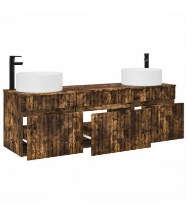 vidaXL Bathroom Cabinet Set 3 pcs Smoked Oak 157 x 44.5 x 80 cm