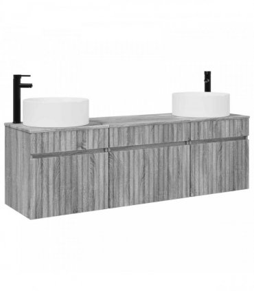 vidaXL Bathroom Cabinet Set 3 pcs Grey Sonoma 157 x 44.5 x 80 cm