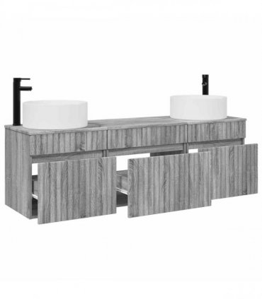 vidaXL Bathroom Cabinet Set 3 pcs Grey Sonoma 157 x 44.5 x 80 cm