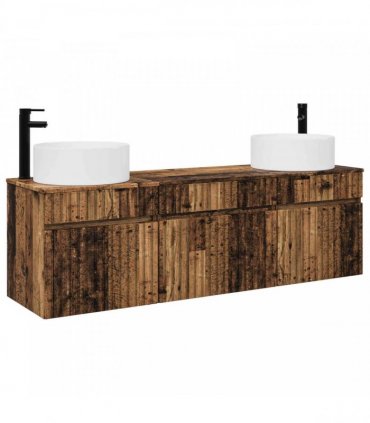 vidaXL Bathroom Cabinet Set 3 pcs Old Wood 157 x 44.5 x 80 cm