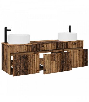 vidaXL Bathroom Cabinet Set 3 pcs Old Wood 157 x 44.5 x 80 cm
