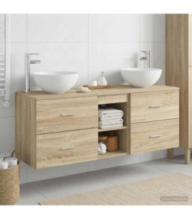 vidaXL Bathroom Cabinet Set 3 pcs Sonoma Oak 129 x 35 x 80 cm