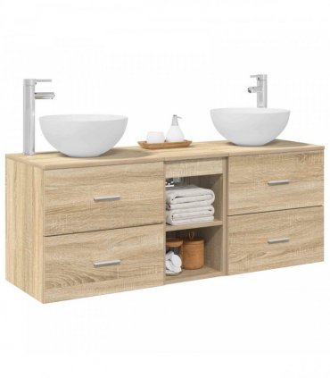 vidaXL Bathroom Cabinet Set 3 pcs Sonoma Oak 129 x 35 x 80 cm