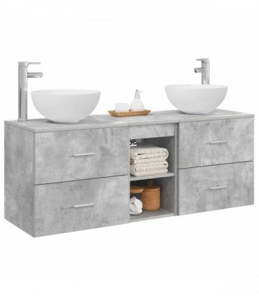 vidaXL Bathroom Cabinet Set 3 pcs Concrete Grey 129 x 35 x 80 cm