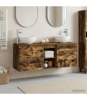 vidaXL Bathroom Cabinet Set 3 pcs Smoked Oak 129 x 35 x 80 cm