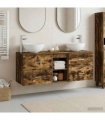 vidaXL Bathroom Cabinet Set 3 pcs Smoked Oak 129 x 35 x 80 cm