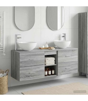 vidaXL Bathroom Cabinet Set 3 pcs Grey Sonoma 129 x 35 x 80 cm