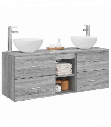 vidaXL Bathroom Cabinet Set 3 pcs Grey Sonoma 129 x 35 x 80 cm