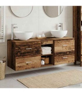 vidaXL Bathroom Cabinet Set 3 pcs Old Wood 129 x 35 x 80 cm