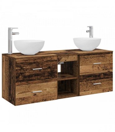 vidaXL Bathroom Cabinet Set 3 pcs Old Wood 129 x 35 x 80 cm