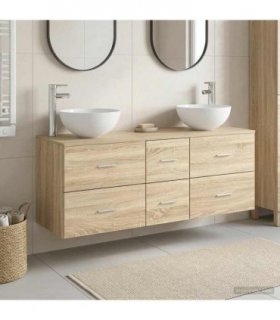 vidaXL Bathroom Cabinet Set 3 pcs Sonoma Oak 129 x 35 x 80 cm