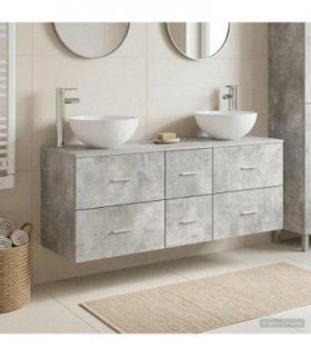 vidaXL Bathroom Cabinet Set 3 pcs Concrete Grey 129 x 35 x 80 cm