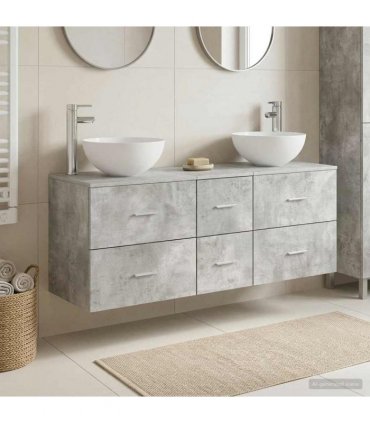 vidaXL Bathroom Cabinet Set 3 pcs Concrete Grey 129 x 35 x 80 cm
