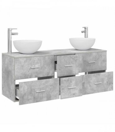 vidaXL Bathroom Cabinet Set 3 pcs Concrete Grey 129 x 35 x 80 cm