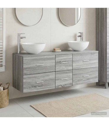 vidaXL Bathroom Cabinet Set 3 pcs Grey Sonoma 129 x 35 x 80 cm