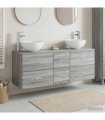 vidaXL Bathroom Cabinet Set 3 pcs Grey Sonoma 129 x 35 x 80 cm