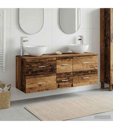 vidaXL Bathroom Cabinet Set 3 pcs Old Wood 129 x 35 x 80 cm