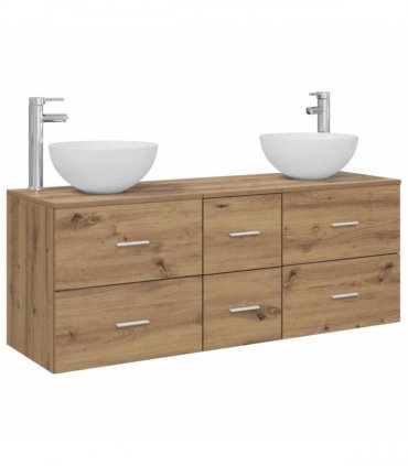vidaXL Bathroom Cabinet Set 3 pcs Artisan Oak 129 x 35 x 80 cm