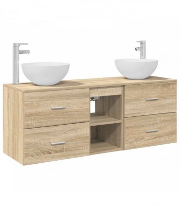 vidaXL Bathroom Cabinet Set 3 pcs Sonoma Oak 129 x 41 x 80 cm