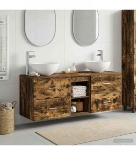 vidaXL Bathroom Cabinet Set 3 pcs Smoked Oak 129 x 41 x 80 cm