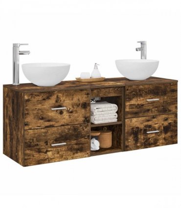 vidaXL Bathroom Cabinet Set 3 pcs Smoked Oak 129 x 41 x 80 cm
