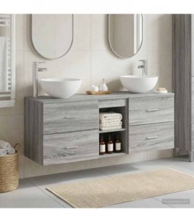 vidaXL Bathroom Cabinet Set 3 pcs Grey Sonoma 129 x 41 x 80 cm