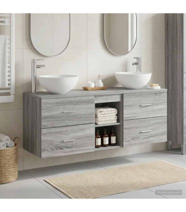 vidaXL Bathroom Cabinet Set 3 pcs Grey Sonoma 129 x 41 x 80 cm