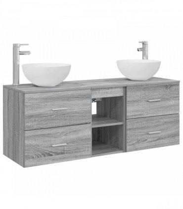 vidaXL Bathroom Cabinet Set 3 pcs Grey Sonoma 129 x 41 x 80 cm