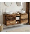vidaXL Bathroom Cabinet Set 3 pcs Old Wood 129 x 41 x 80 cm