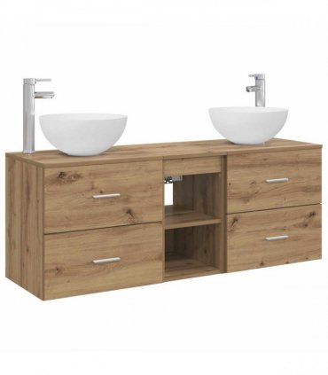 vidaXL Bathroom Cabinet Set 3 pcs Artisan Oak 129 x 41 x 80 cm