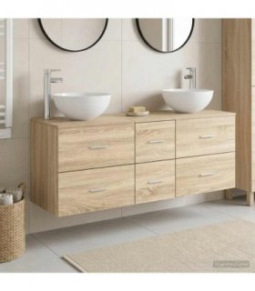 vidaXL Bathroom Cabinet Set 3 pcs Sonoma Oak 129 x 41 x 80 cm