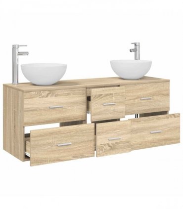vidaXL Bathroom Cabinet Set 3 pcs Sonoma Oak 129 x 41 x 80 cm