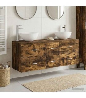 vidaXL Bathroom Cabinet Set 3 pcs Smoked Oak 129 x 41 x 80 cm