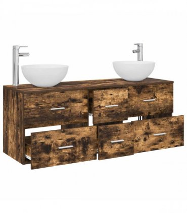 vidaXL Bathroom Cabinet Set 3 pcs Smoked Oak 129 x 41 x 80 cm