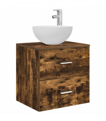 vidaXL Bathroom Cabinet Set 3 pcs Smoked Oak 129 x 41 x 80 cm