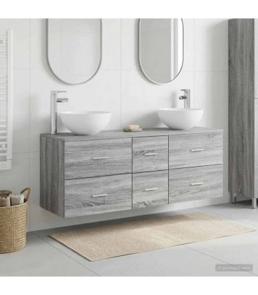 vidaXL Bathroom Cabinet Set 3 pcs Grey Sonoma 129 x 41 x 80 cm