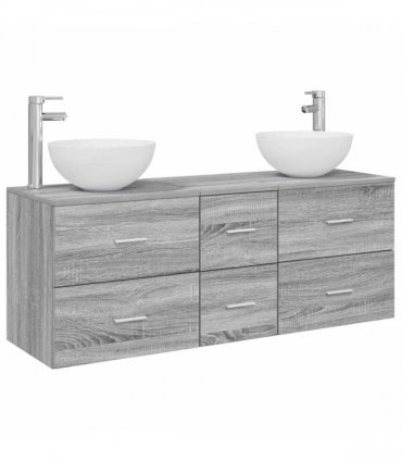 vidaXL Bathroom Cabinet Set 3 pcs Grey Sonoma 129 x 41 x 80 cm