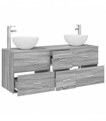 vidaXL Bathroom Cabinet Set 3 pcs Grey Sonoma 129 x 41 x 80 cm